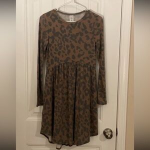 Long Sleeve Leopard Print Dress